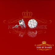 King of Blings- Aretes Para Hombre 925 White Silver 5.56ct Cubic Zirconia Women Round Earrings KING OF BLINGS