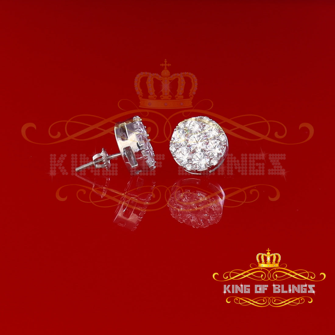 King of Blings- Aretes Para Hombre 925 White Silver 5.56ct Cubic Zirconia Women Round Earrings KING OF BLINGS