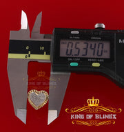 King of Blings-925 Yellow Silver 0.50ct Genuine Diamond Women's /Men's Heart Style Earrings KING OF BLINGS