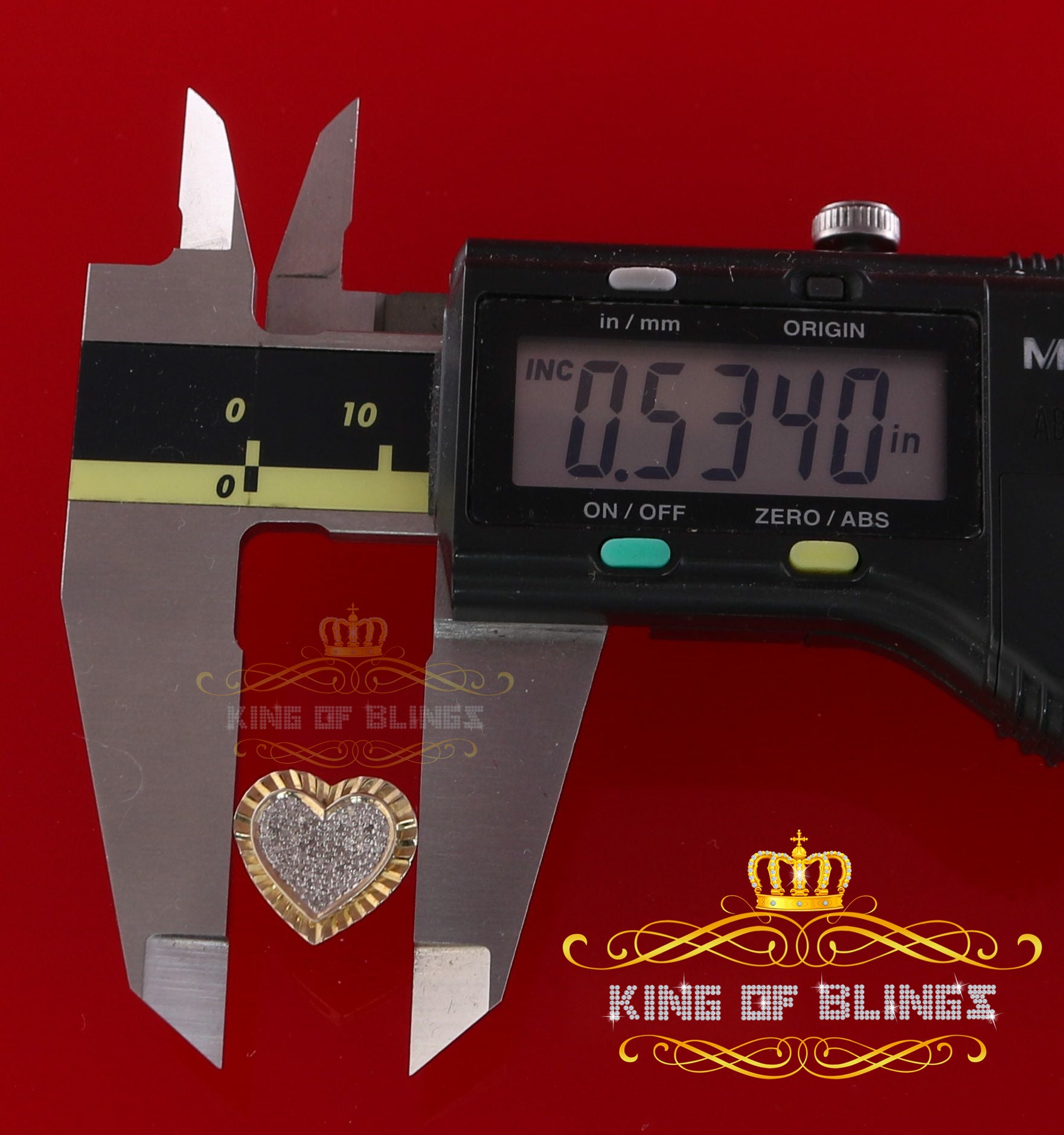 King of Blings-925 Yellow Silver 0.50ct Genuine Diamond Women's /Men's Heart Style Earrings KING OF BLINGS