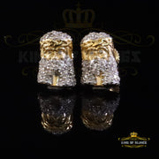 King of Blings-0.25ct Diamond 925 Sterling Silver Yellow for Men's & Women Stud Jesus Earrings King of Blings