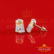 King of Blings-0.25ct Diamond 925 Sterling Silver Yellow for Men's & Women Stud Jesus Earrings King of Blings