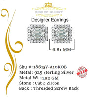 King of Bling's Mens 1.26ct Square Yellow 925 Sterling Silver ScrewBack Hip Hop CZ Stud Earring KING OF BLINGS