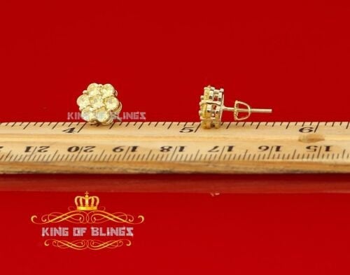 King of Bling's 4.12ct Cubic Zirconia 925 Yellow Silver Women's & Men's Hip Hop Flower Earrings KING OF BLINGS