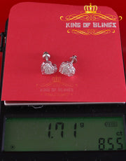 King Of Bling's Aretes Para Hombre Heart 925 White Silver 0.15ct Diamond Women's Stud Earring KING OF BLINGS