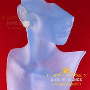 King of Blings- White 925 Sterling Silver 2.04ct Cubic Zirconia Women's & Men's Floral Earrings KING OF BLINGS
