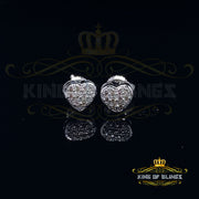 King Of Bling's Aretes Para Hombre Heart 925 White Silver 0.08ct Diamond Women's /Men's Earring KING OF BLINGS