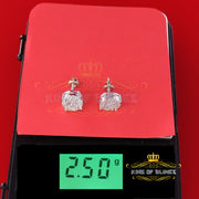 King of Blings- 925 White Silver Screw Back 1.44ct Cubic Zirconia Round Earrings For Ladies KING OF BLINGS