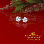 King of Blings- 925 White Sterling Silver 0.96ct Cubic Zirconia Women's Hip Hop Floral Earrings KING OF BLINGS