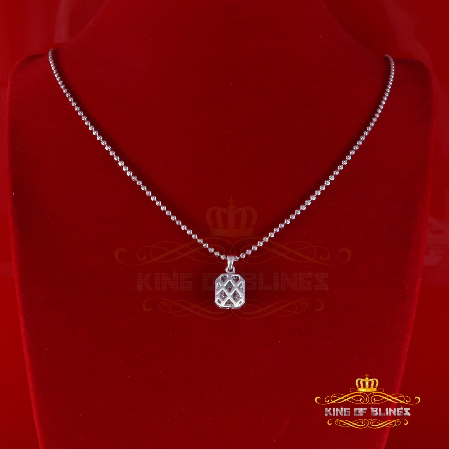 King Of Bling's 0.75ct VVS D Clr.Moissanite Square Pendant Men/ Women 925 White Silver KING OF BLINGS