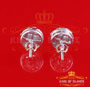 King of Blings- Aretes Para Hombre 925 White Silver 1.68ct Cubic Zirconia Round Women's Earrings KING OF BLINGS