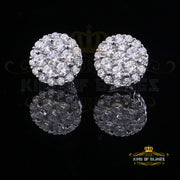King of Blings- Aretes Para Hombre 925 White Silver 1.49ct Cubic Zirconia Floral Women Earrings KING OF BLINGS