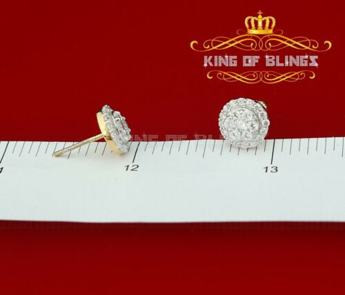 King of Bling's 925 Yellow Silver 1.96ct Cubic Zirconia Women's & Men's Hip Hop Round Earrings KING OF BLINGS