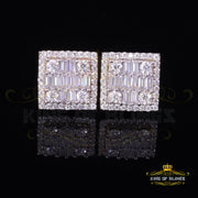 King  of Bling's Men's/Women's 925 Silver Yellow 1.00ct VVS 'D' Moissanite Square Stud Earrings KING OF BLINGS