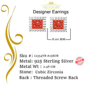 King of Bling's Hip Hop 925 Yellow Silver 1.23ct Cubic Zirconia Women's & Men's Square Earrings KING OF BLINGS