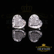 King Of Bling's Aretes Para Hombre Heart 925 White Silver 0.15ct Diamond Women's Stud Earring KING OF BLINGS