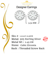 King of Bling's 925 Yellow Silver 1.96ct Cubic Zirconia Women's & Men's Hip Hop Round Earrings KING OF BLINGS