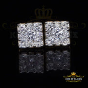 King of Bling's 925 Yellow 1.46ct Sterling Silver Cubic Zirconia Women's & Men's Square Earrings KING OF BLINGS