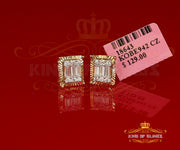 King of Bling's 925 Yellow 0.44ct Cubic Zirconia Silver Women's & Men's Hip Hop Square Earrings KING OF BLINGS