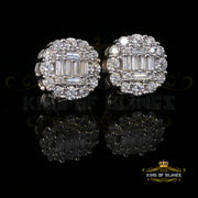 King of Blings- Aretes Para Hombre 925 White Silver 1.98ct Cubic Zirconia Round Women's Earrings KING OF BLINGS
