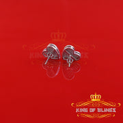 King of Blings- 925 Sterling White Silver 0.84ct Cubic Zirconia Women's & Men's Heart Earrings KING OF BLINGS