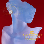 King of Bling's 3.28ct Cubic Zirconia 925 Yellow Silver Women's & Men's Hip Hop Flower Earrings KING OF BLINGS