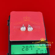 King of Blings- 925 White Sterling Silver 2.88ct Cubic Zirconia Women's Hip Hop Floral Earrings KING OF BLINGS