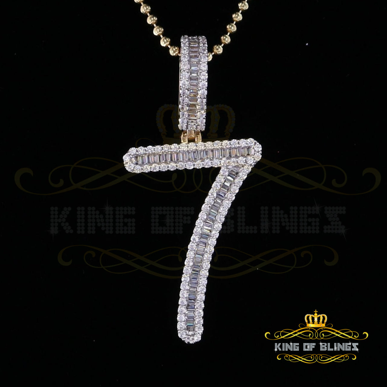 Yellow Bugutte Initial All Alphabet Sterling Silver Pendant with Cubic Zirconia