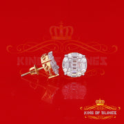 King of Bling's 925 Silver Real 1.02ct Cubic Zirconia Round Yellow Earrings For Men's & Women's KING OF BLINGS