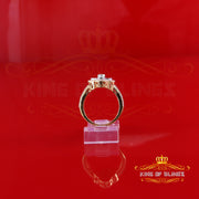 King of Bling's 1.25ct VVS D 925 Silver Moissanite Clover Shape Yellow For Women's Ring Size 7 King of Blings