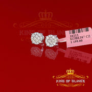 King of Blings- 925 White Silver Screw Back 1.44ct Cubic Zirconia Round Earrings For Ladies KING OF BLINGS