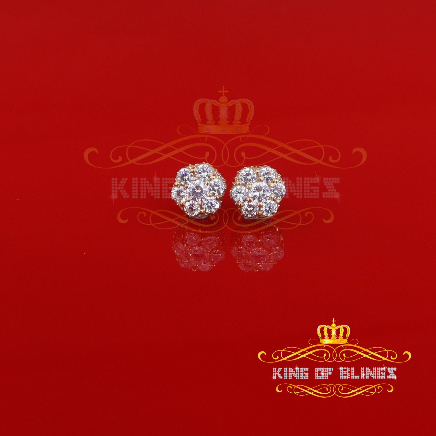 King of Blings- 1.50ct Cubic Zirconia Sterling White Silver For Men's / Women's Round Earrings KING OF BLINGS