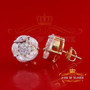 King  of Bling's 925 Sterling Silver Yellow Marquise Women Round Stud Earrings 3.00ct moissanite KING OF BLINGS