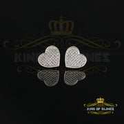 King Of Bling's Aretes Para Hombre Heart 925 White Silver 0.33ct Diamond Women's /Men's Earring KING OF BLINGS