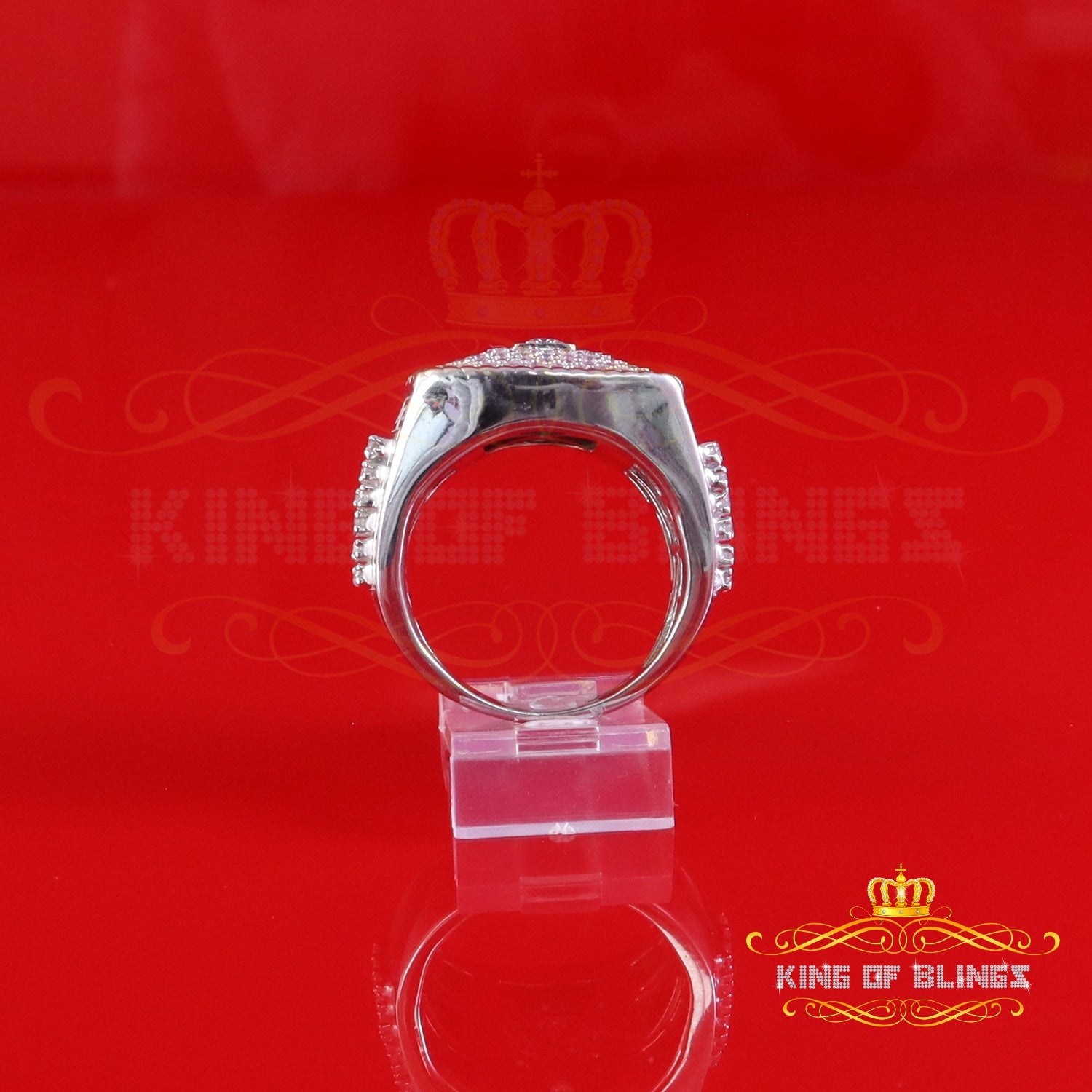 King of Bling's Men's/Womens 925 Silver White 3.00ct VVS 'D' Square Moissanite Rings Size 10 King of Blings