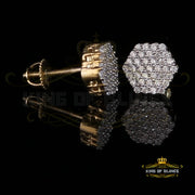 King of Bling's 925 Yellow Silver Hip Hop 0.74ct Cubic Zirconia Women's & Men's Hexagon Earrings KING OF BLINGS
