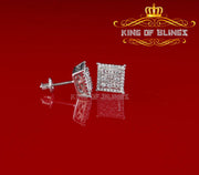 King of Bling's Aretes Para Hombre 925 Yellow Silver 0.96ct Cubic Zirconia Square Women Earring KING OF BLINGS
