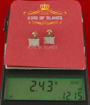 King of Blings- Aretes Para Hombre 925 White Silver 0.96ct Cubic Zirconia Square Women Earring KING OF BLINGS