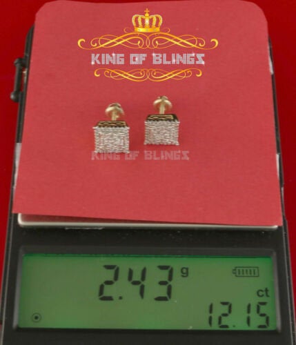 King of Blings- Aretes Para Hombre 925 White Silver 0.96ct Cubic Zirconia Square Women Earring KING OF BLINGS