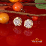 0.10ct Diamond 925 Sterling Silver Yellow Round Earring For Men's / Women's KING OF BLINGS