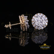 King of Bling's Aretes Para Hombre 925 Yellow Silver 2.53ct Cubic Zirconia Round Women's Earring KING OF BLINGS