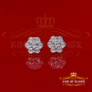 0.05ct Diamond 925 Sterling Silver Yellow Floral Earrings For Men's / Women's KING OF BLINGS