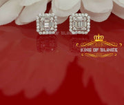 King of Blings- 925 Hip Hop White Sterling Silver 0.64ct Cubic Zirconia Women's Square Earrings KING OF BLINGS