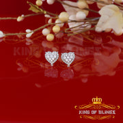 King of Bling's Aretes Para Hombre 925 Yellow Silver 1.64ct Cubic Zirconia Heart Women's Earring KING OF BLINGS