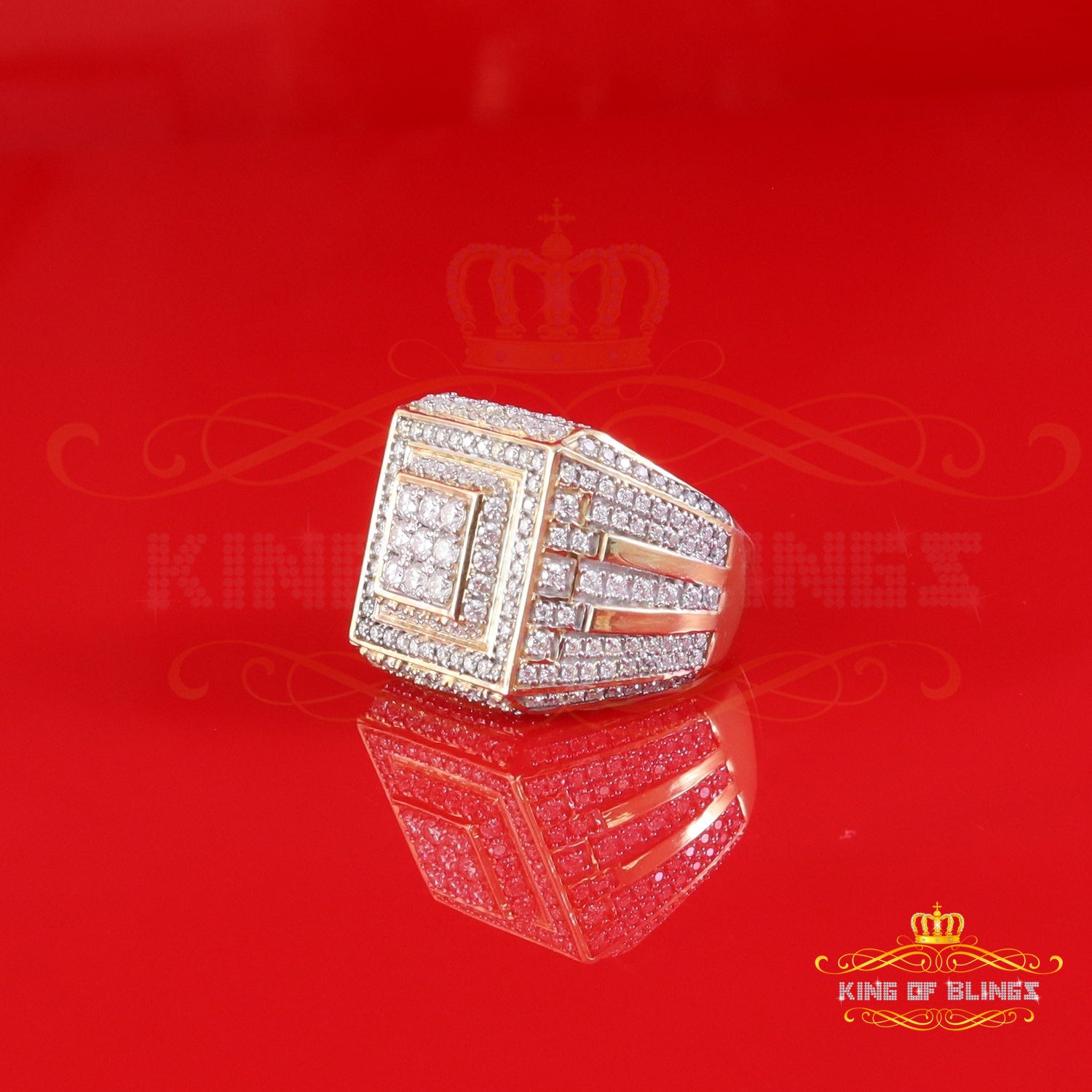 King of Bling's Men's/Womens 925 Silver Yellow 4.00ct VVS 'D' Moissanite Square Rings Size 10 King of Blings