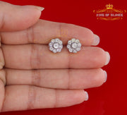 0.03ct Diamond 925 Sterling Silver Yellow Floral illusion Earrings For Men Women KING OF BLINGS