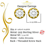 King of Bling's 2.02ct Cubic Zirconia 925 Yellow Silver Women's & Men's Hip Hop Flower Earrings KING OF BLINGS