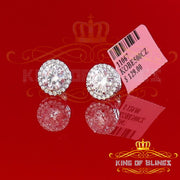 King of Blings- 925 White Silver 4.42ct Cubic Zirconia Women's & Men's Hip Hop Round Earrings KING OF BLINGS
