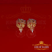 King of Bling's Aretes Para Hombre 925 Yellow Silver 2.3ct Cubic Zirconia Round Women's Earring KING OF BLINGS
