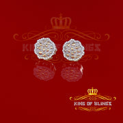 King of Bling's 925 Yellow Silver Nuggtte's 1.38ct Cubic Zirconia Hip Hop Flower Women Earrings KING OF BLINGS
